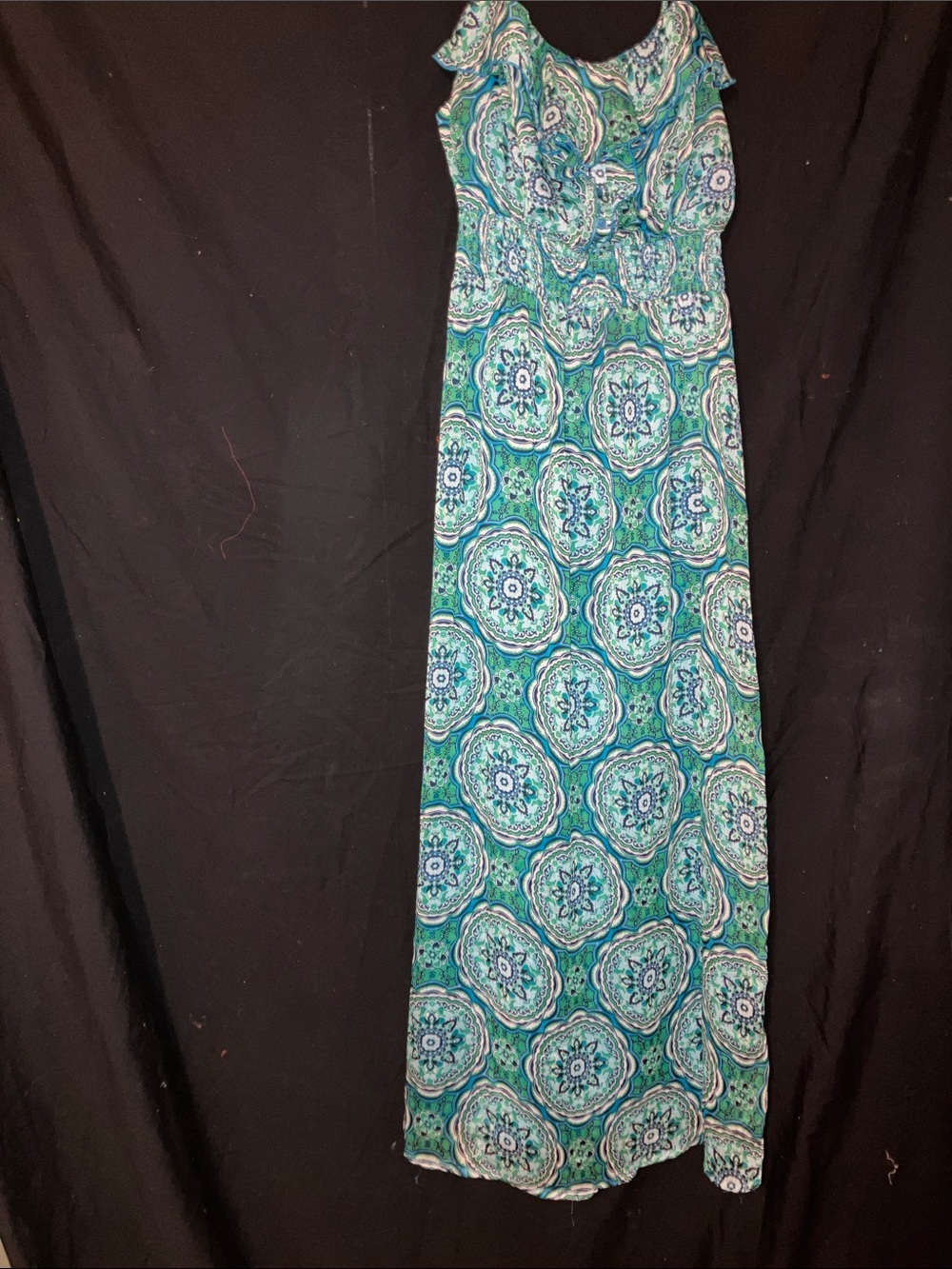Faded Glory Green Blue Paisley Maxi Dress
